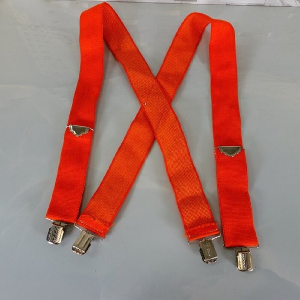 Suspender Mens PELICAN Orange Silver Clip‎ On Adjustable Stretch Solid X Back